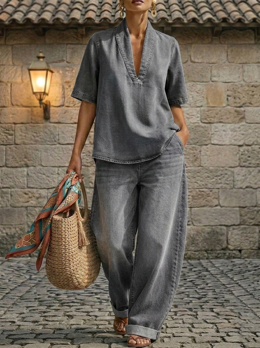🎁New Arrivals🔥 Women's Casual Cozy Minimalist Denim Two-piece Set