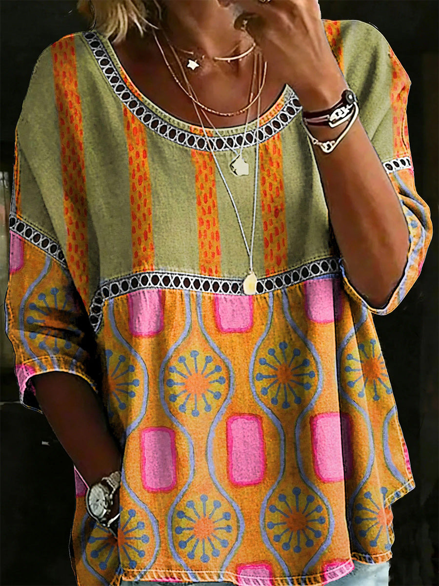 🎁New Arrivals🔥 Women's Vintage Abstrct Casual Loose Blouse Shirt